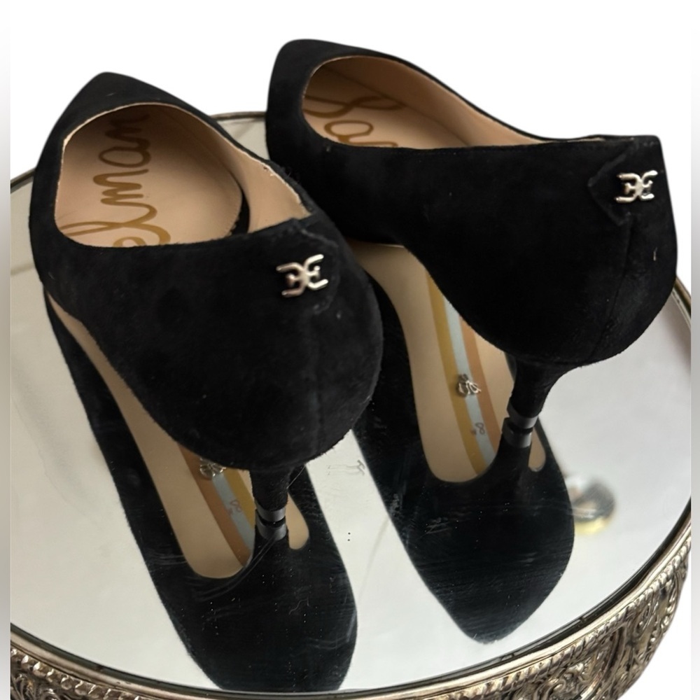 Sam Edelman Sexy Black Suede Kitten Heels Size 8M Romantic Edgy - Picture 4 of 8
